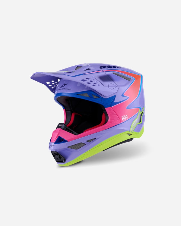 Casco Alpinestars Supertech M10 Jett Lawrence R01Ece06 - Viola/Rosa fluorescente/Giallo fluorescente brillante