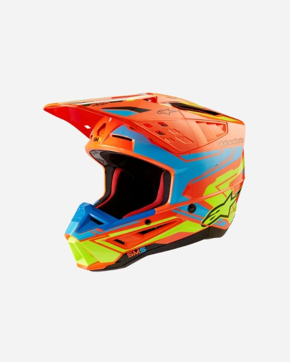 Casque Alpinestars Supertech M5 Action 2 Ece 22.06 - Orange Fluo/Cyan/Jaune Fluo Brillant