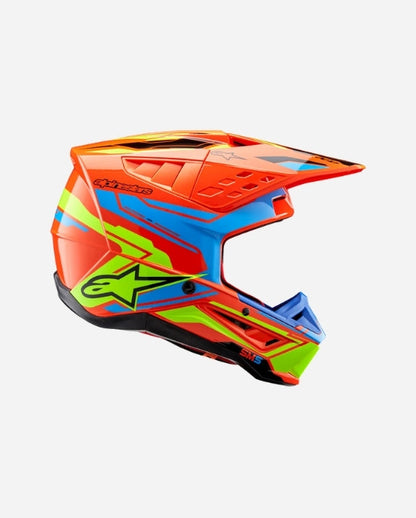 Casque Alpinestars Supertech M5 Action 2 Ece 22.06 - Orange Fluo/Cyan/Jaune Fluo Brillant