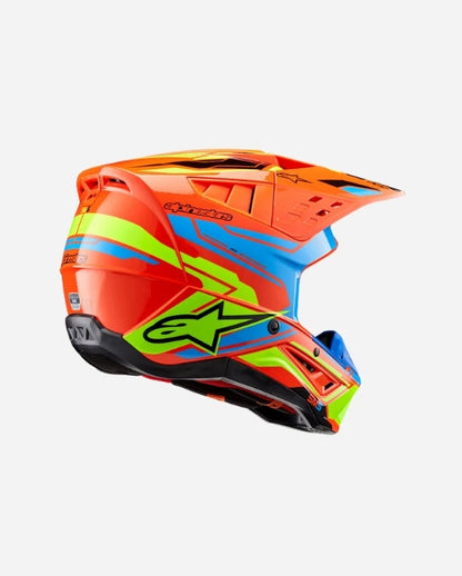Casque Alpinestars Supertech M5 Action 2 Ece 22.06 - Orange Fluo/Cyan/Jaune Fluo Brillant