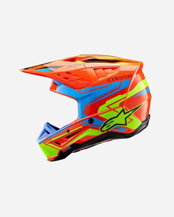 Casque Alpinestars Supertech M5 Action 2 Ece 22.06 - Orange Fluo/Cyan/Jaune Fluo Brillant