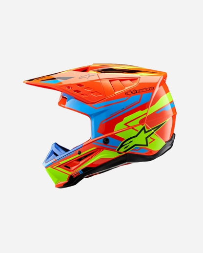 Casque Alpinestars Supertech M5 Action 2 Ece 22.06 - Orange Fluo/Cyan/Jaune Fluo Brillant