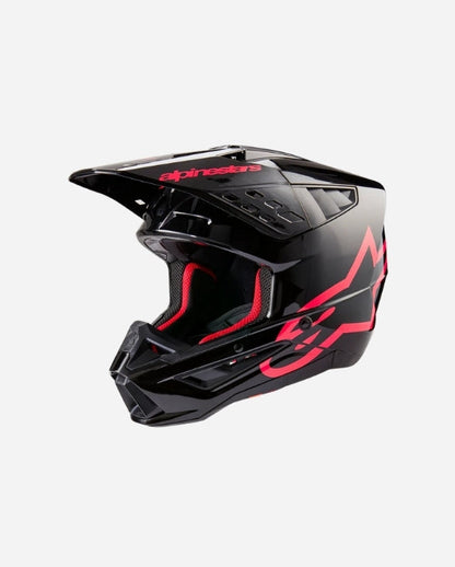 Casque Alpinestars Supertech M5 Corp ece 22.06 - Noir/Rose fuchsia Brillant