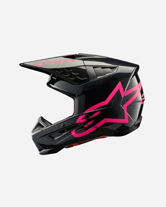 Casque Alpinestars Supertech M5 Corp ece 22.06 - Noir/Rose fuchsia Brillant