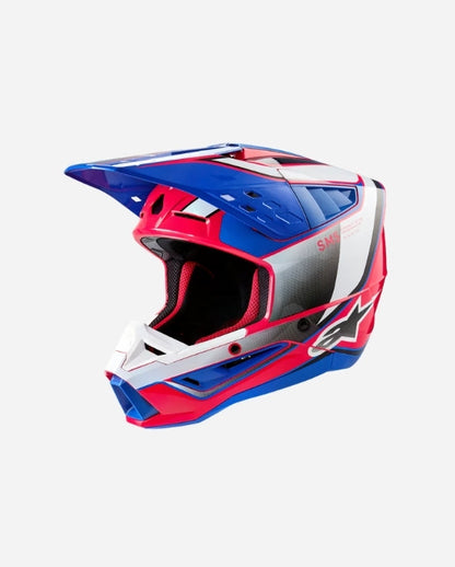 Alpinestars Supertech M5 Sail Helmet ece 22.06 - White/Fuchsia Pink/Glossy Enamel Blue