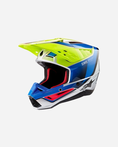 Casque Alpinestars Supertech M5 Sail ece 22.06 - Jaune Fluo/Bleu émail/Argent Brillant