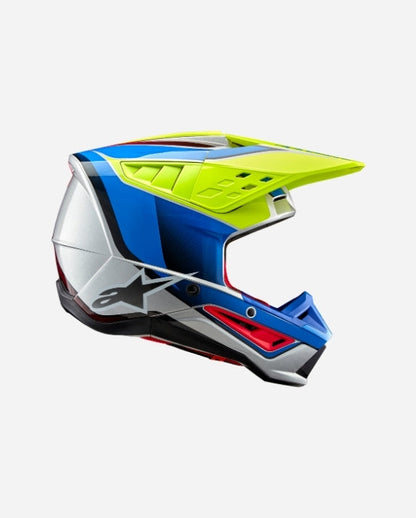 Casque Alpinestars Supertech M5 Sail ece 22.06 - Jaune Fluo/Bleu émail/Argent Brillant