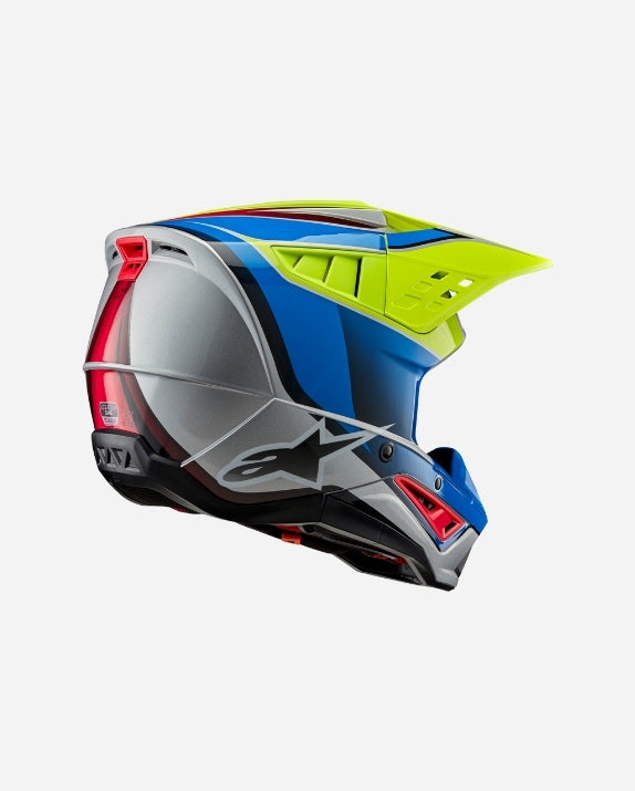 Casque Alpinestars Supertech M5 Sail ece 22.06 - Jaune Fluo/Bleu émail/Argent Brillant