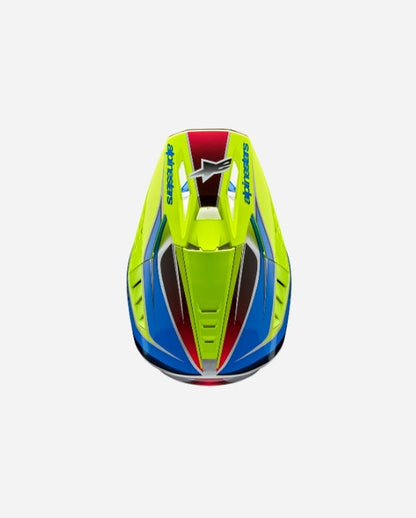 Casque Alpinestars Supertech M5 Sail ece 22.06 - Jaune Fluo/Bleu émail/Argent Brillant