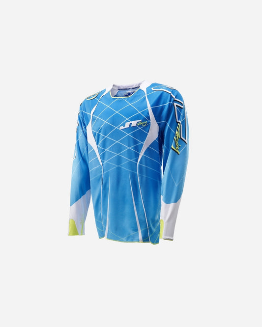Maillot JT Racing Evo Lite Lazer - Cyan/Blanc