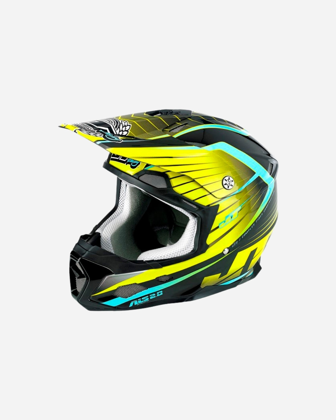 Casque JT Racing ALS 2.0 - Noir/Chartreuse/Cyan
