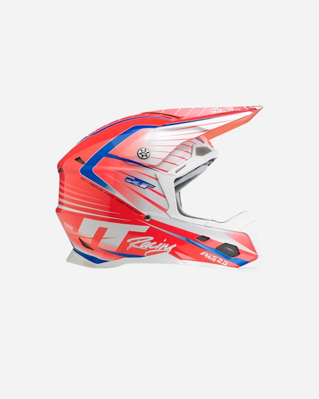 JT Racing ALS 2.0 Helm – Weiß/Rot/Blau
