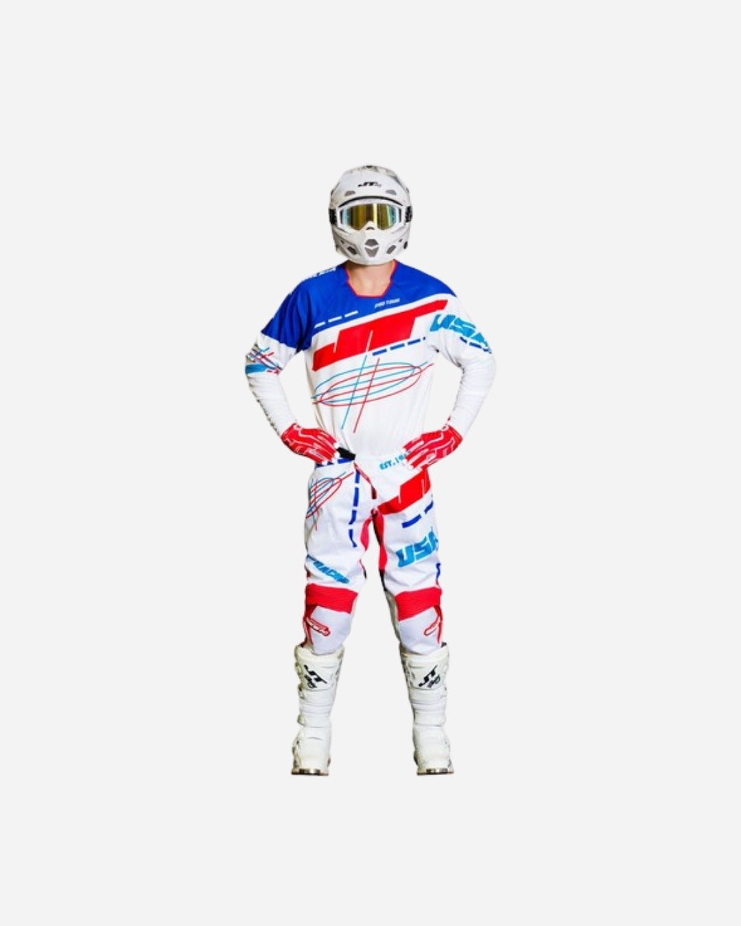 Maillot JT Racing Hyperlite Blueprint - Blanc/Rouge