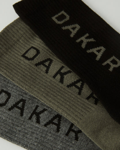 Chaussettes Dakar Athlan 3 Paires - Kaki/Noir
