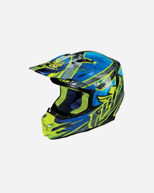 Casque Fly Racing F2 - Bleu acétylène/Jaune