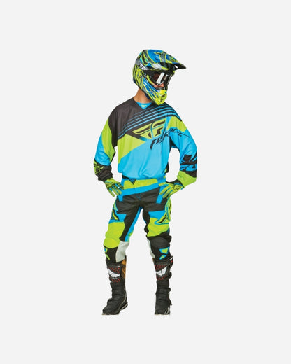 Maillot Fly Racing Kinetic Blocks - Bleu/Hi-Vis