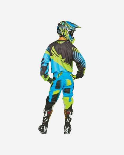 Maillot Fly Racing Kinetic Blocks - Bleu/Hi-Vis
