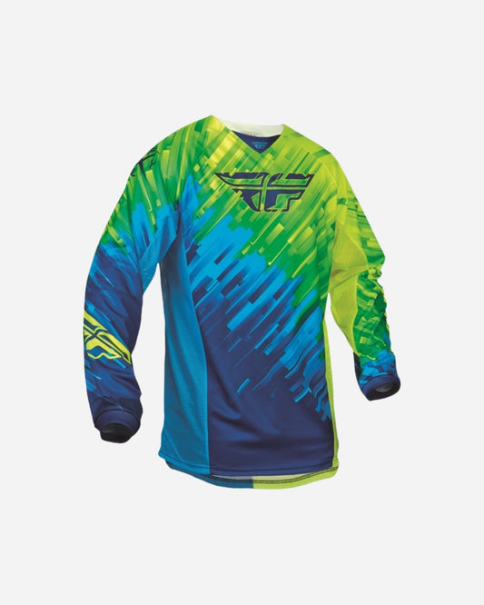 Maillot Fly Racing Kinetic Glitch - Bleu/Hi-Vis