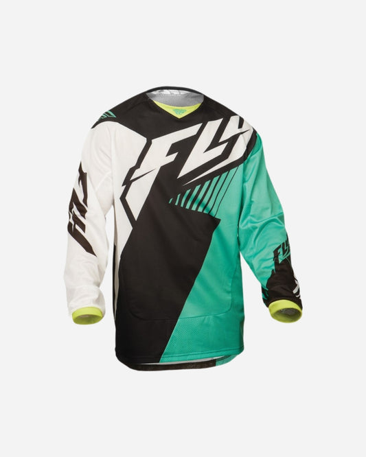 Maillot Fly Racing Kinetic Mesh - Noir/Blanc/Bleu sarcelle