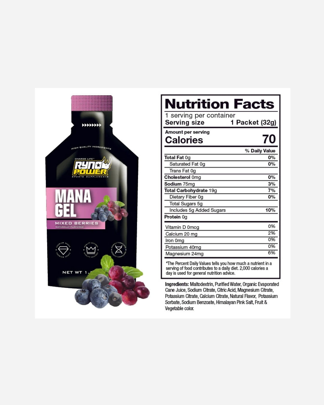 Gel Énergétique Ryno Power Mana - Fruits Rouges