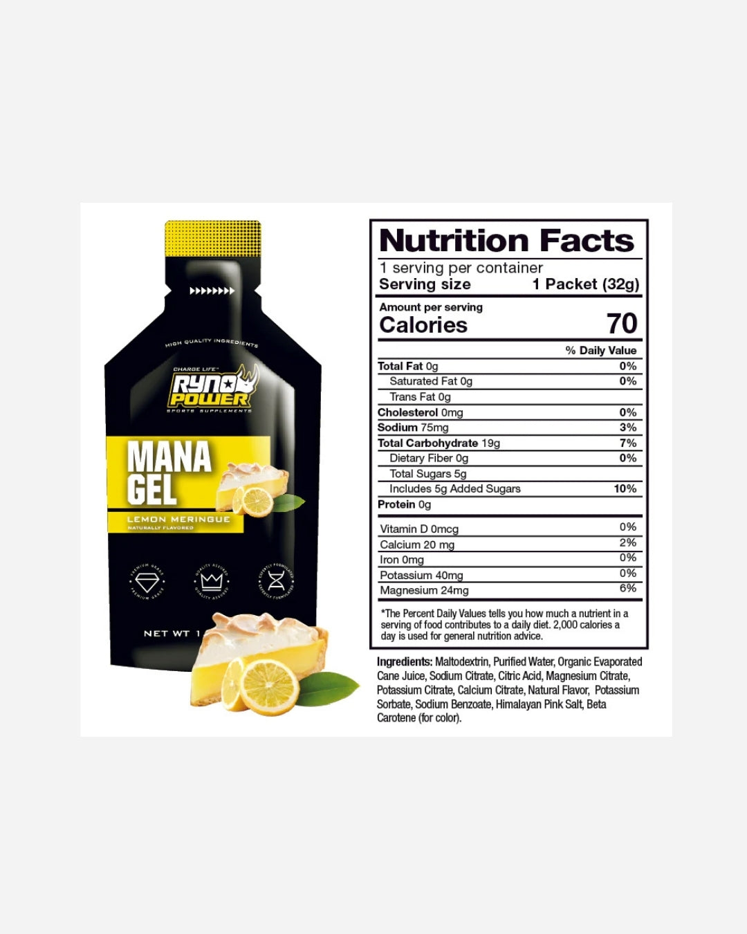 Gel Énergétique Ryno Power Mana - Citron Meringué