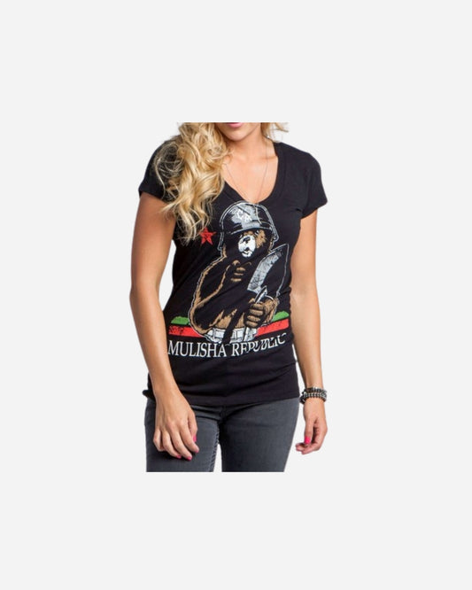 T-shirt Femme Metal Mulisha Only You col V - Noir