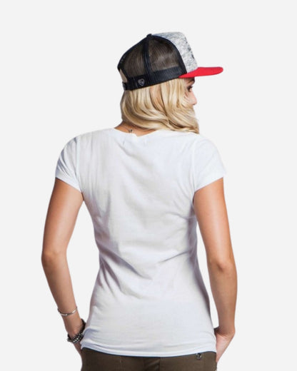 T-shirt Donna Metal Mulisha Only You con scollo a V - Bianca