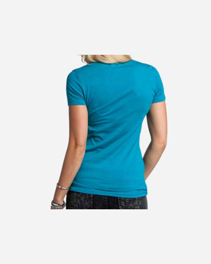 T-shirt Femme Metal Mulisha Desert Night col V - Turquoise