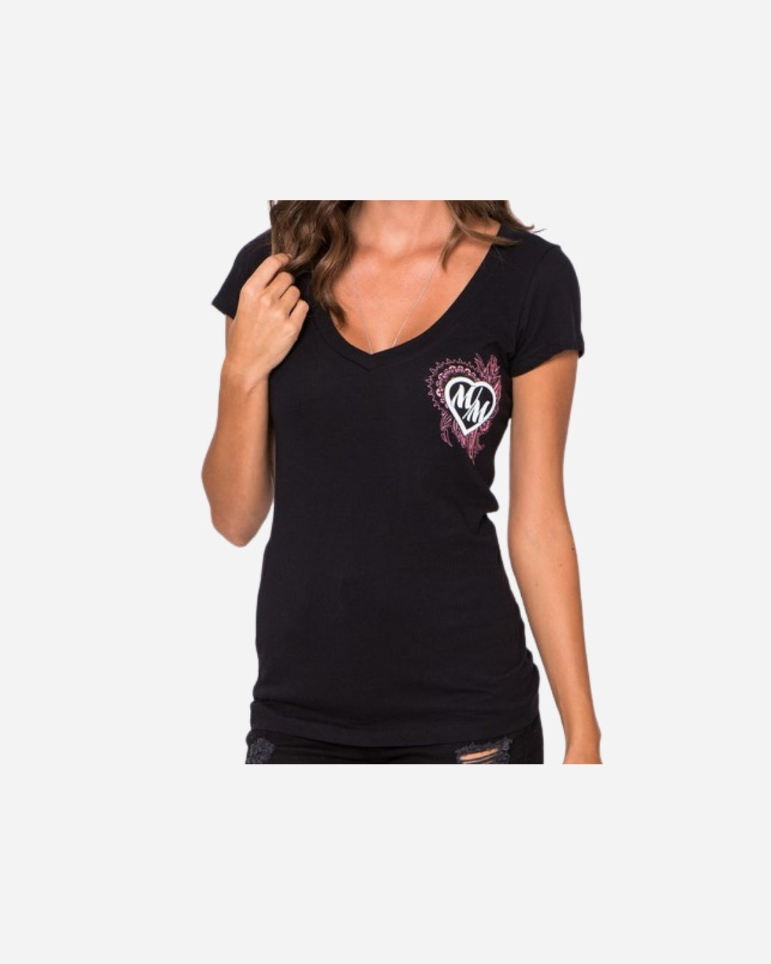 T-shirt Femme Metal Mulisha Fly Away col V - Noir