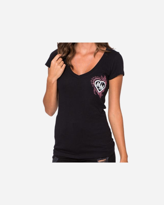 T-shirt Femme Metal Mulisha Fly Away col V - Noir