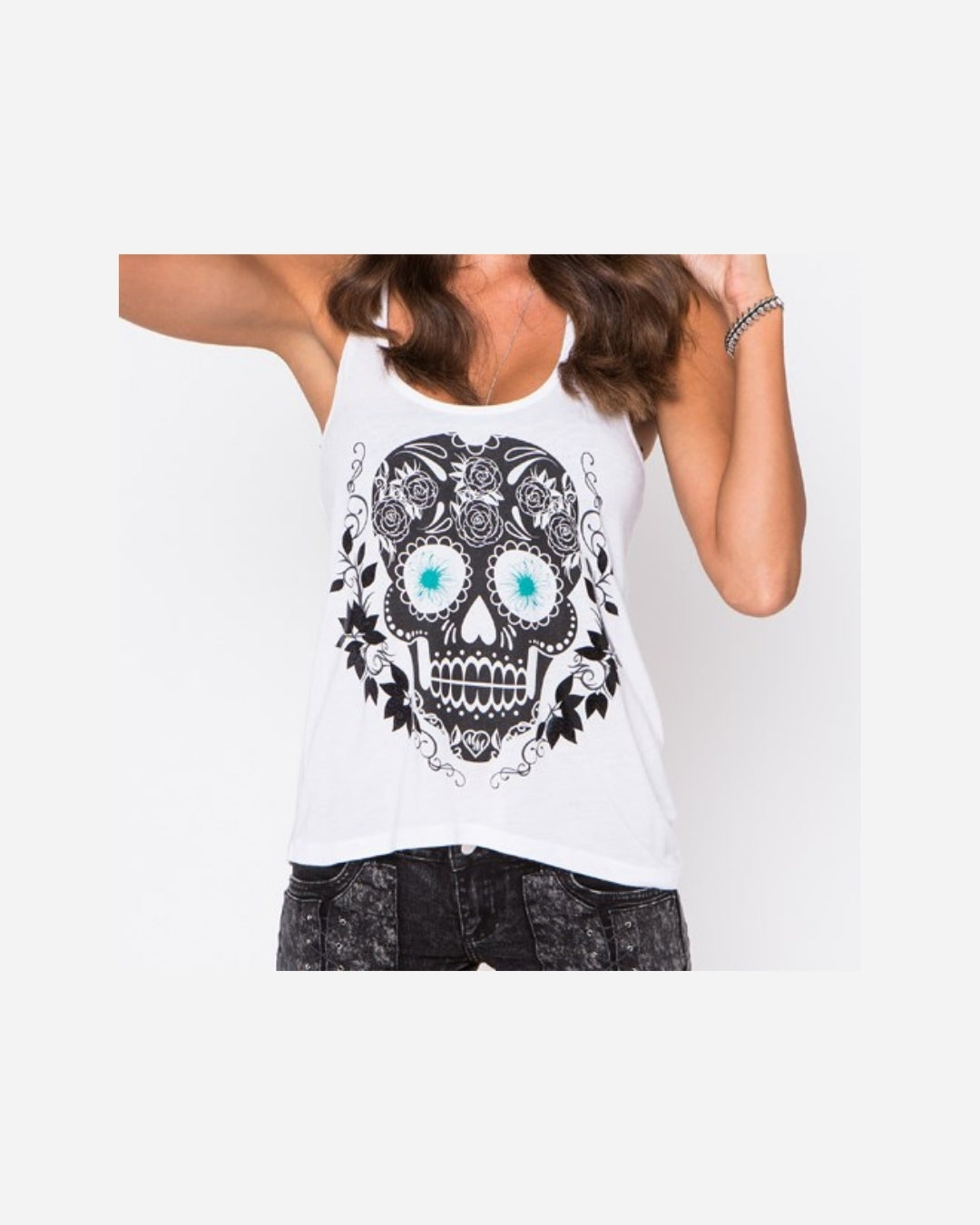 Débardeur Femme Metal Mulisha Sugary Skull - Blanc optique