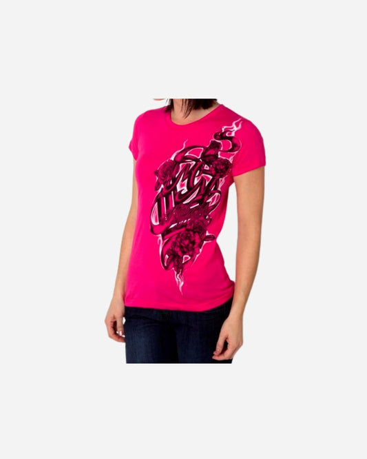 T-shirt Femme Metal Mulisha Floristic - Rose fuchsia