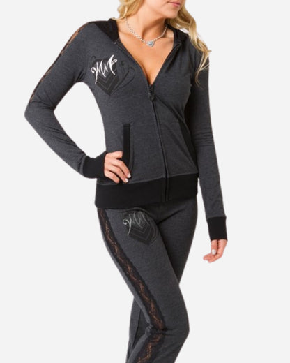 Sweat à capuche Femme Metal Mulisha Francie - Gris chiné