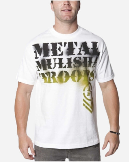 T-shirt Metal Mulisha Troops Stencil - Blanc