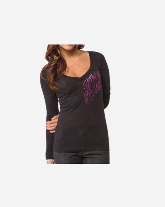 T-shirt Femme Metal Mulisha Breakdown Burnout manches longues - Noir