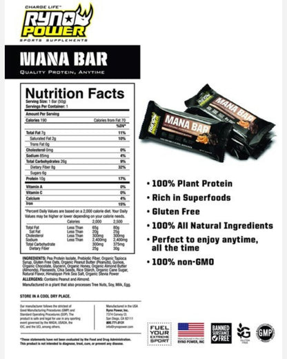 Barre Protéinée Ryno Power Mana - Chocolat