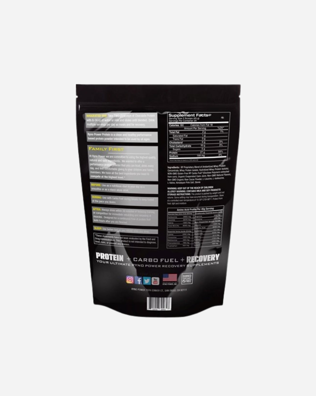 Poudre de Protéine Whey Premium Ryno Power - Chocolat
