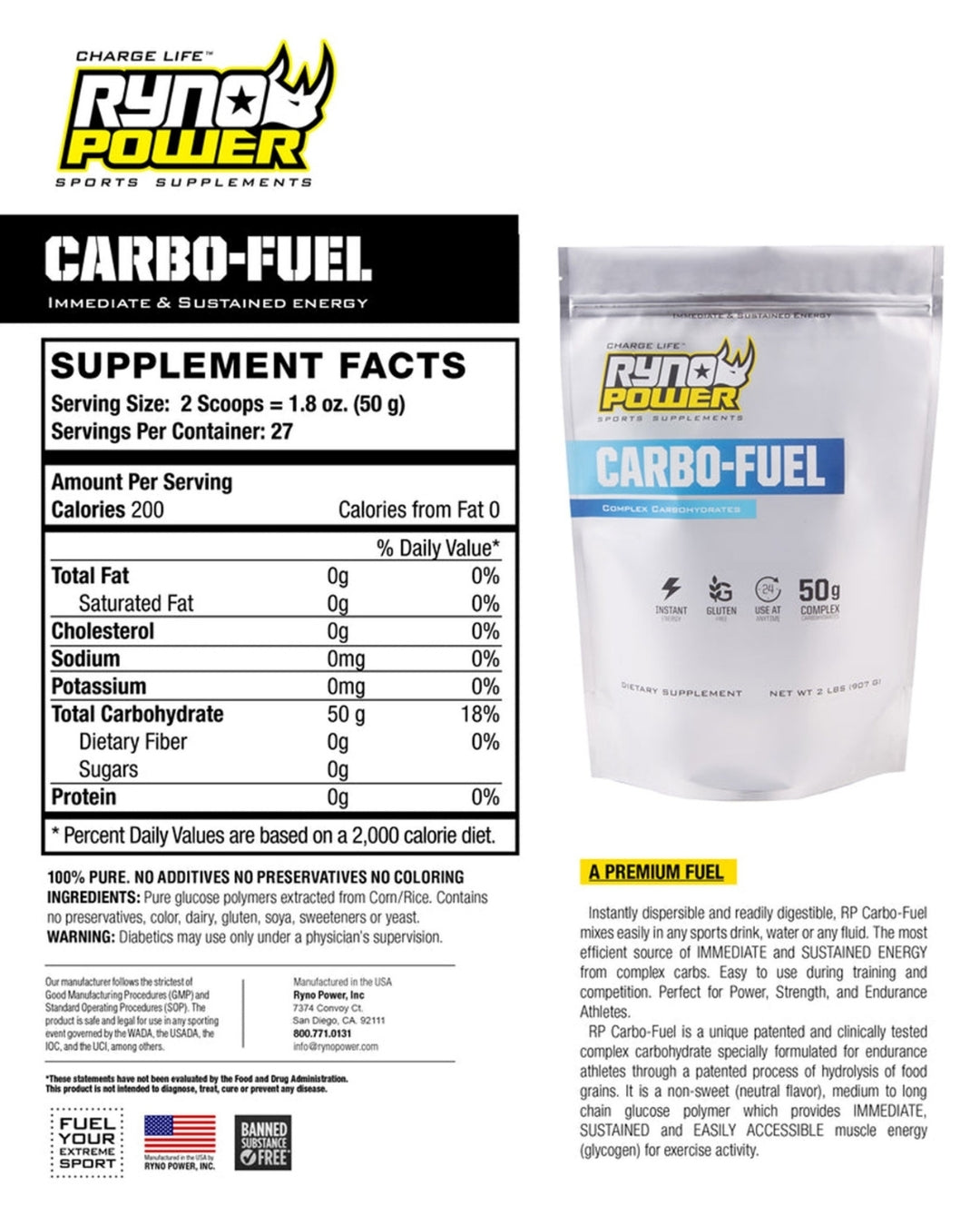 Boisson Énergétique Ryno Power Carbo-Fuel