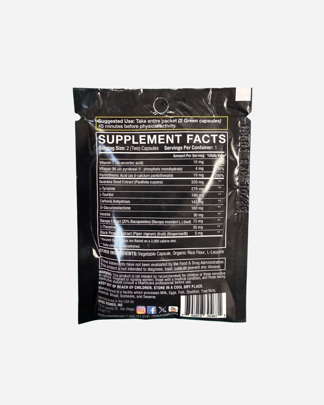 Ryno Power Motivation Pre-Workout Pack (Einzelportion)