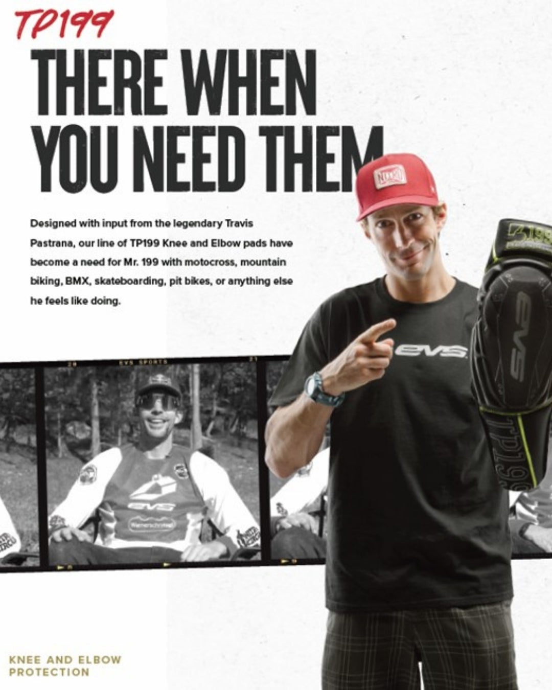 Genouillères Enfant EVS Travis Pastrana 199 - Noir
